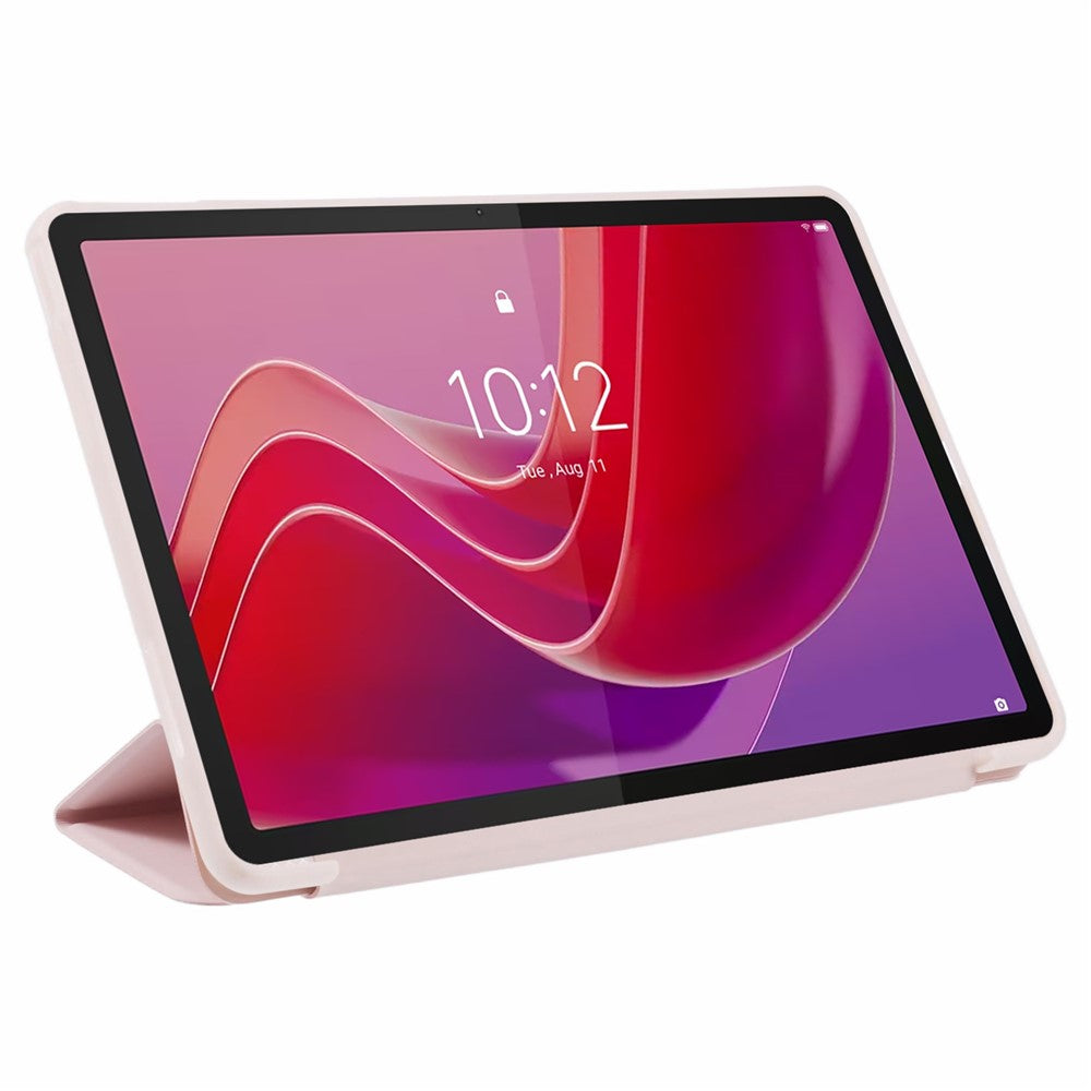 For Lenovo Tab M11 / Xiaoxin Pad 11 2024 Case Leather+Silicone Tri-fold Stand Shell Tablet Cover - Pink