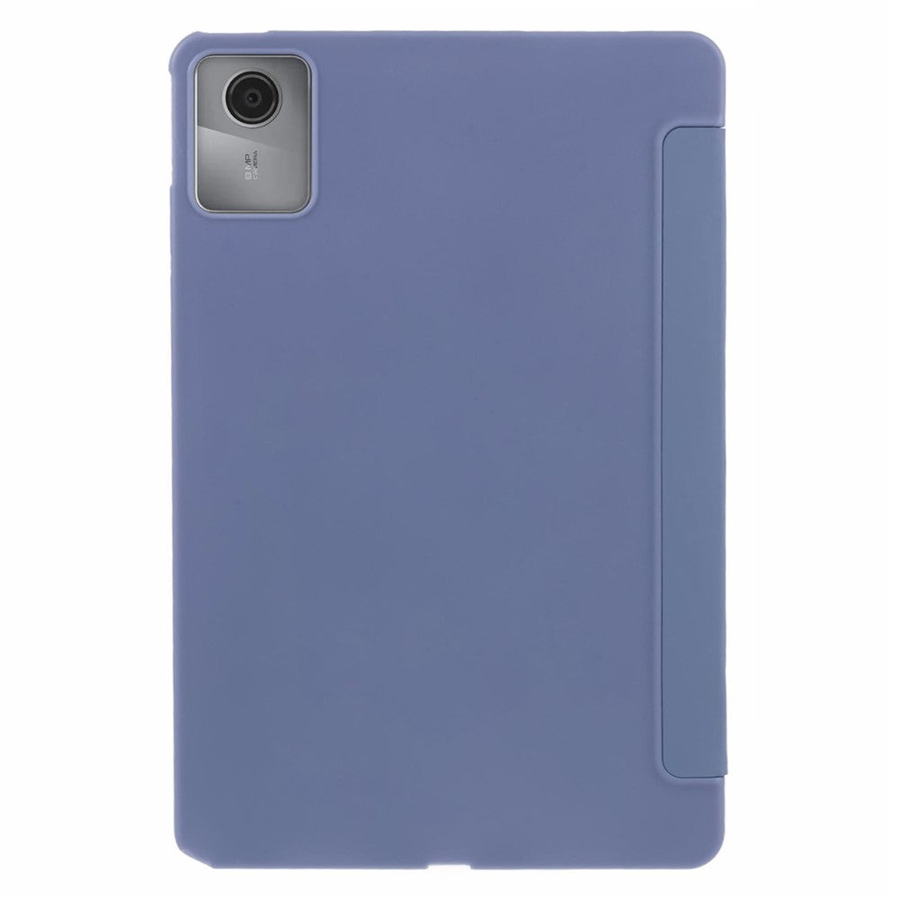 For Lenovo Tab M11 / Xiaoxin Pad 11 2024 Case Leather+Silicone Tri-fold Stand Shell Tablet Cover - Purple