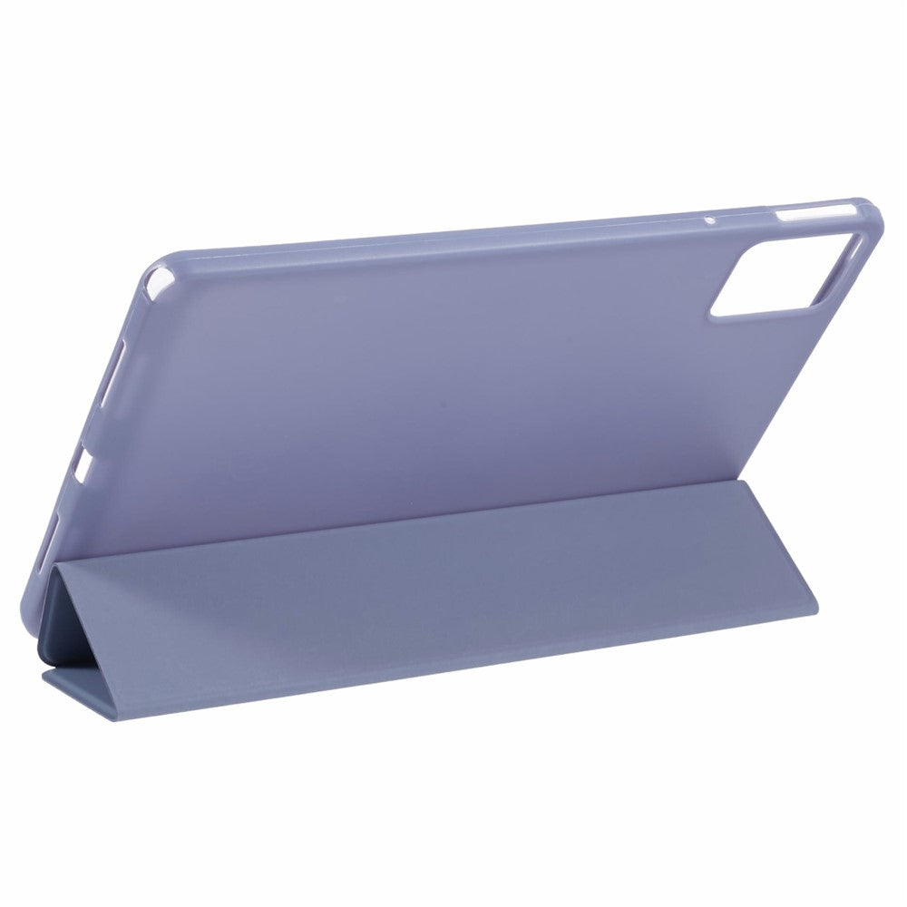 For Lenovo Tab M11 / Xiaoxin Pad 11 2024 Case Leather+Silicone Tri-fold Stand Shell Tablet Cover - Purple