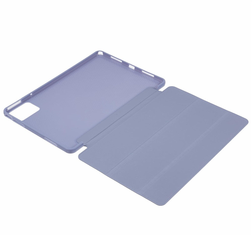 For Lenovo Tab M11 / Xiaoxin Pad 11 2024 Case Leather+Silicone Tri-fold Stand Shell Tablet Cover - Purple
