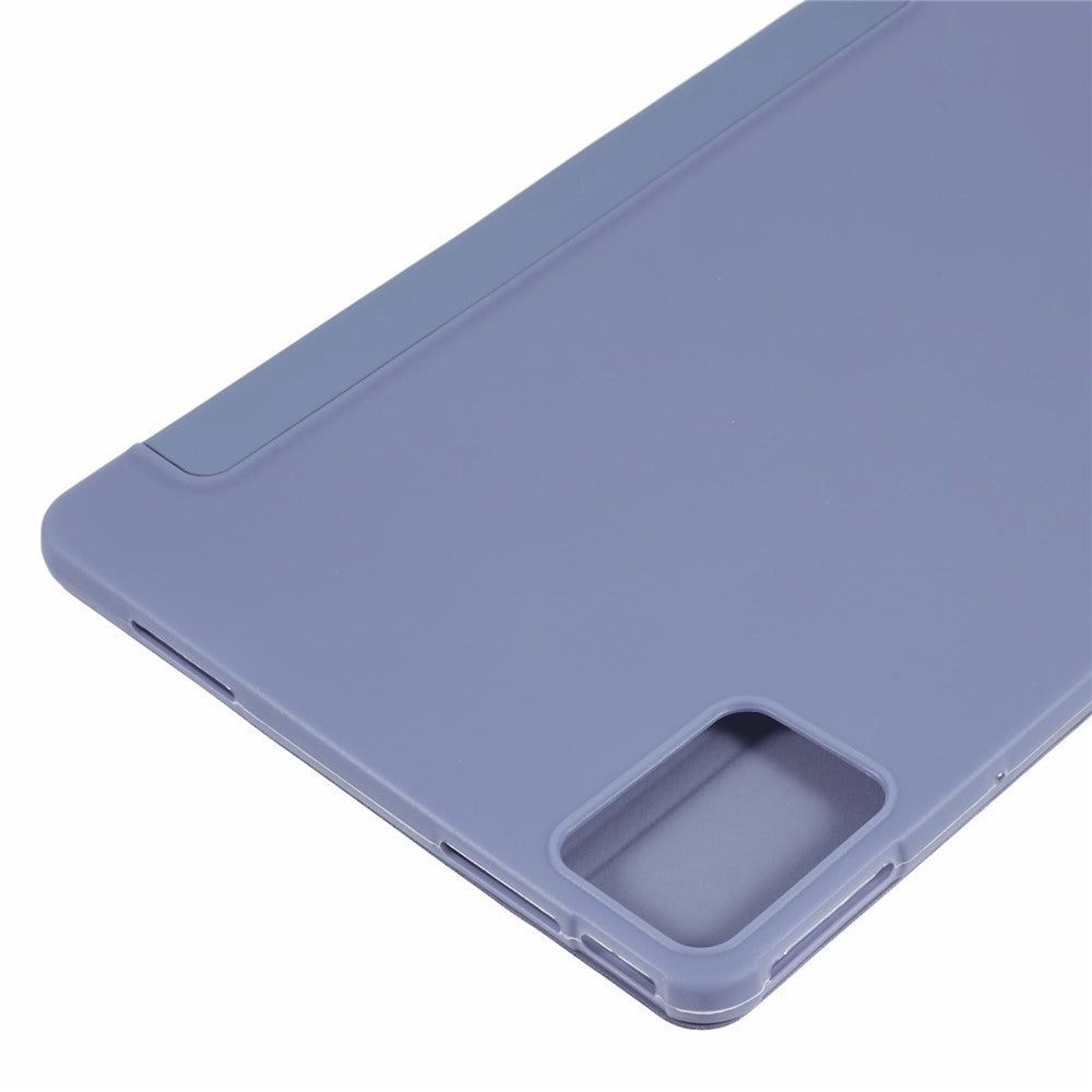 For Lenovo Tab M11 / Xiaoxin Pad 11 2024 Case Leather+Silicone Tri-fold Stand Shell Tablet Cover - Purple