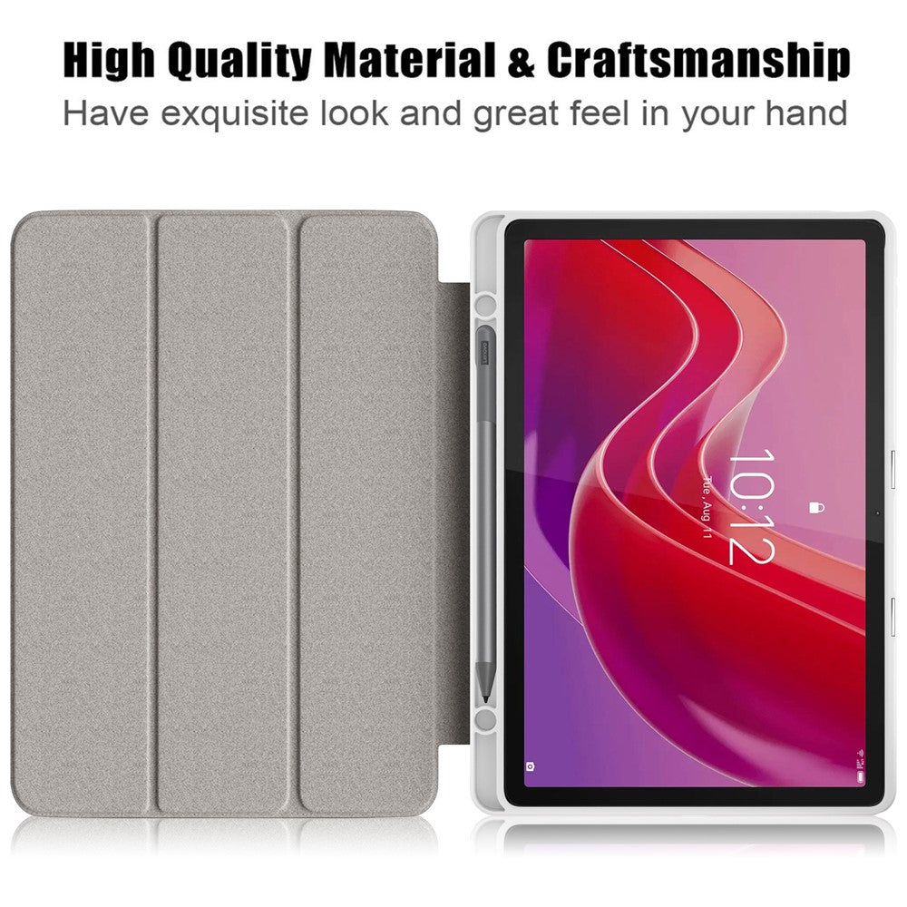 For Lenovo Tab M11 / Xiaoxin Pad 11 2024 330 Case Skin-Touch Tri-fold Stand Tablet Smart Cover - Grey