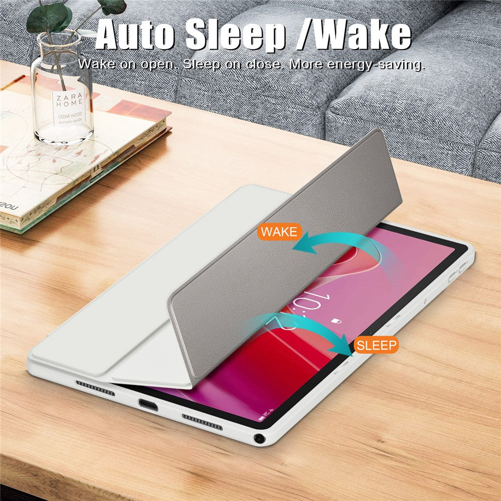 For Lenovo Tab M11 / Xiaoxin Pad 11 2024 330 Case Skin-Touch Tri-fold Stand Tablet Smart Cover - Grey