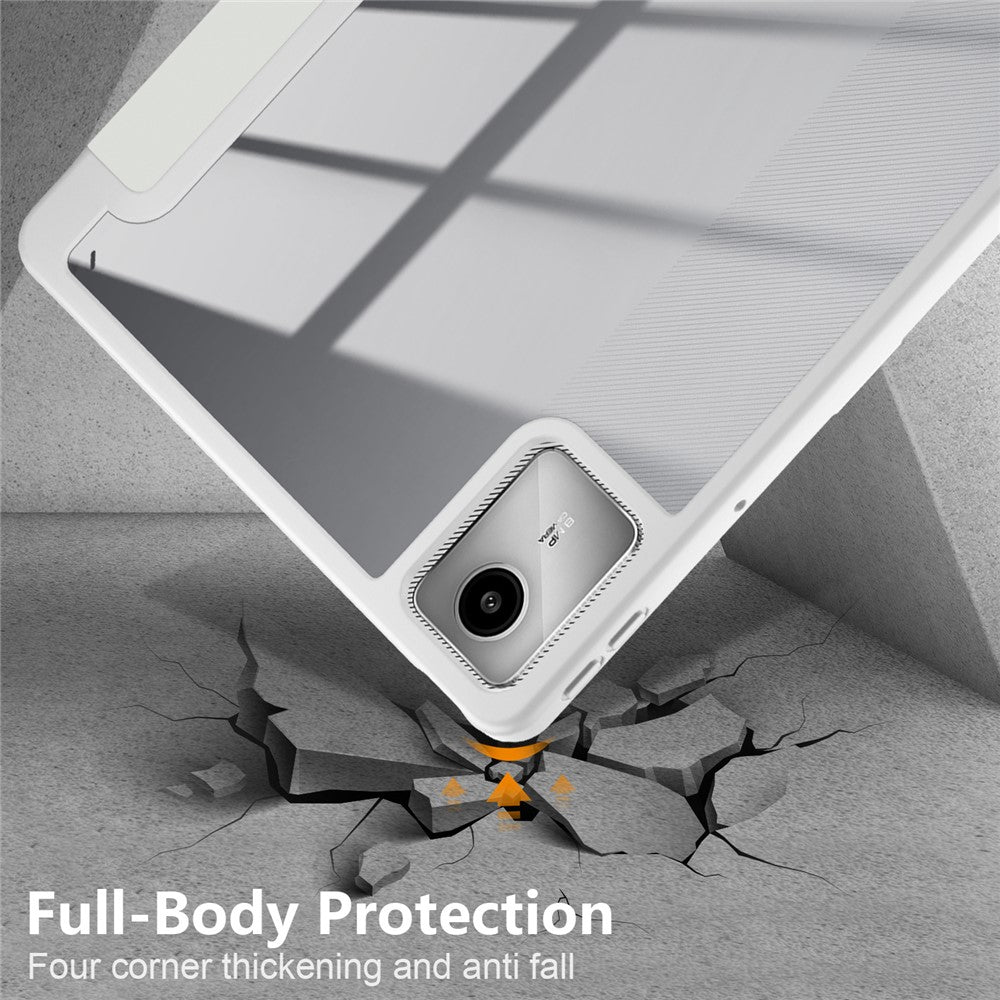 For Lenovo Tab M11 / Xiaoxin Pad 11 2024 330 Case Skin-Touch Tri-fold Stand Tablet Smart Cover - Grey