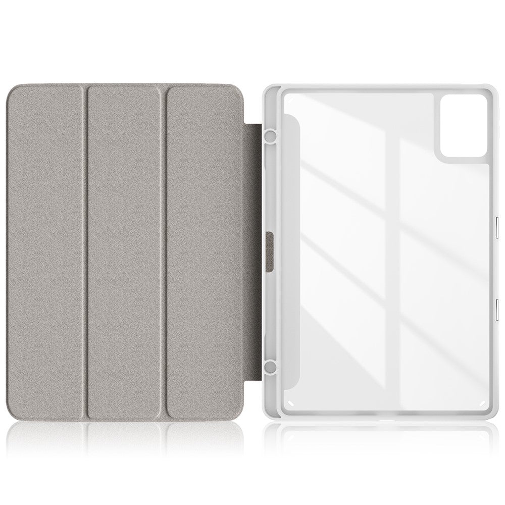 For Lenovo Tab M11 / Xiaoxin Pad 11 2024 330 Case Skin-Touch Tri-fold Stand Tablet Smart Cover - Grey