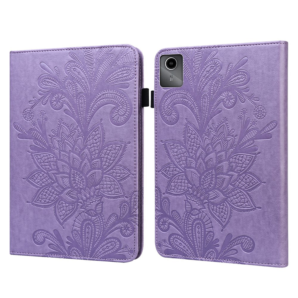 For Lenovo Tab M11 / Xiaoxin Pad 11 2024 Case Leather Tablet Cover with Card Slots Stand - Purple