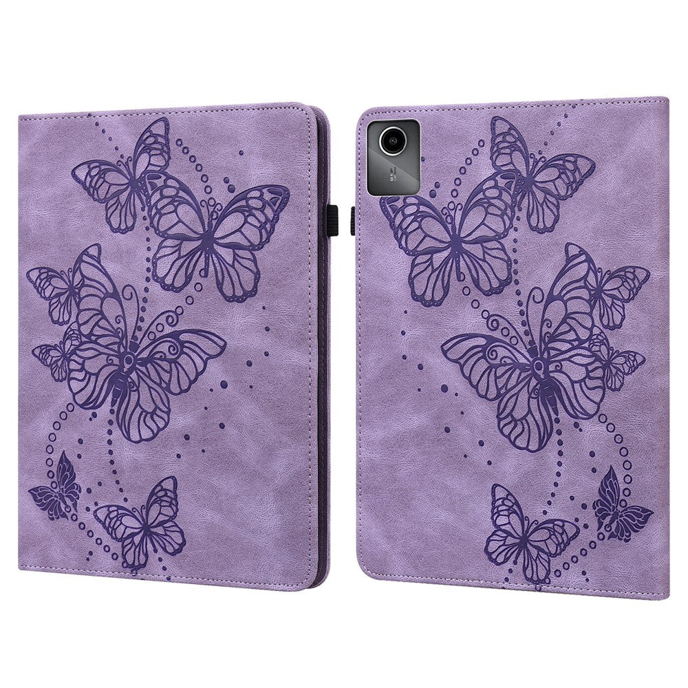 For Lenovo Tab M11 / Xiaoxin Pad 11 2024 Case Card Slots Butterfly Leather Tablet Cover - Purple
