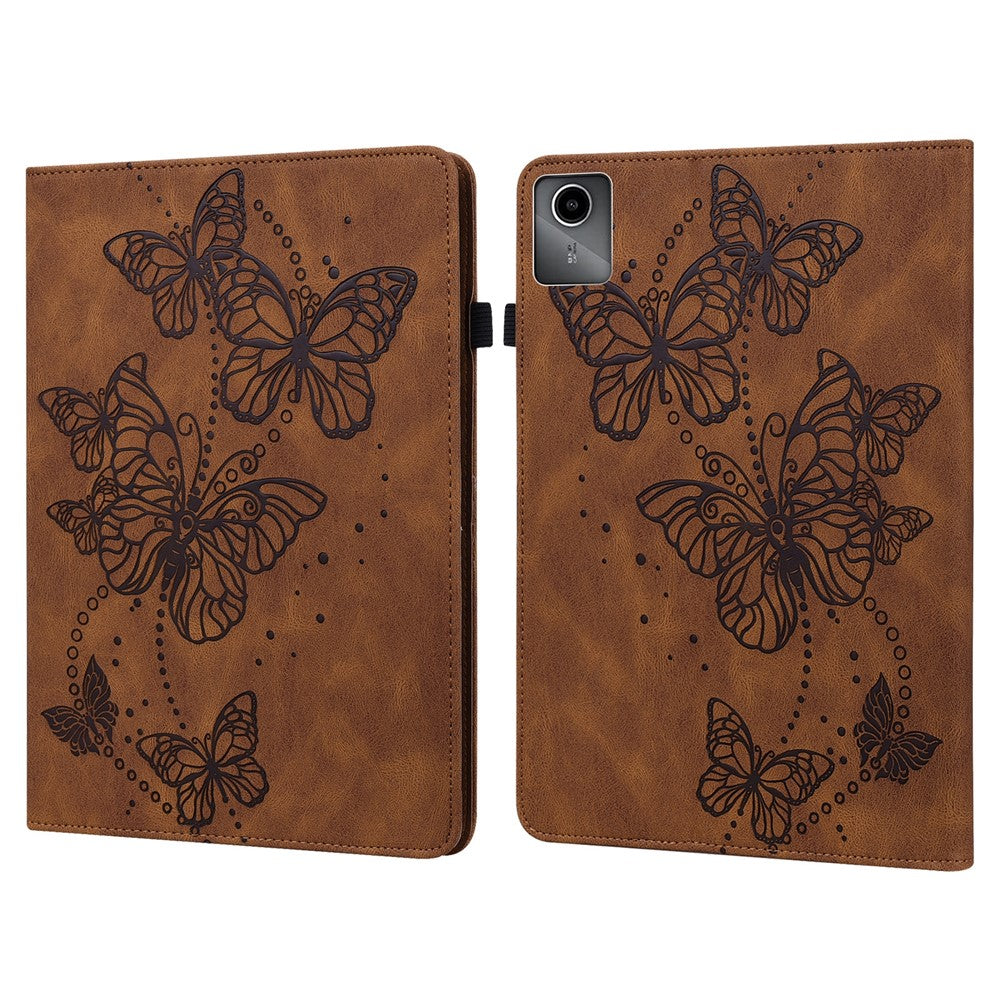 For Lenovo Tab M11 / Xiaoxin Pad 11 2024 Case Card Slots Butterfly Leather Tablet Cover - Brown