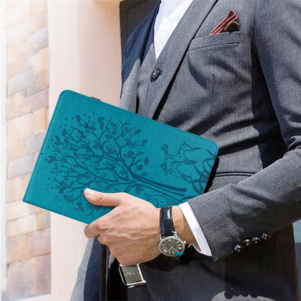 For Lenovo Tab M11 / Xiaoxin Pad 11 2024 Leather Case Tree Deer Pattern Stand Tablet Cover - Blue