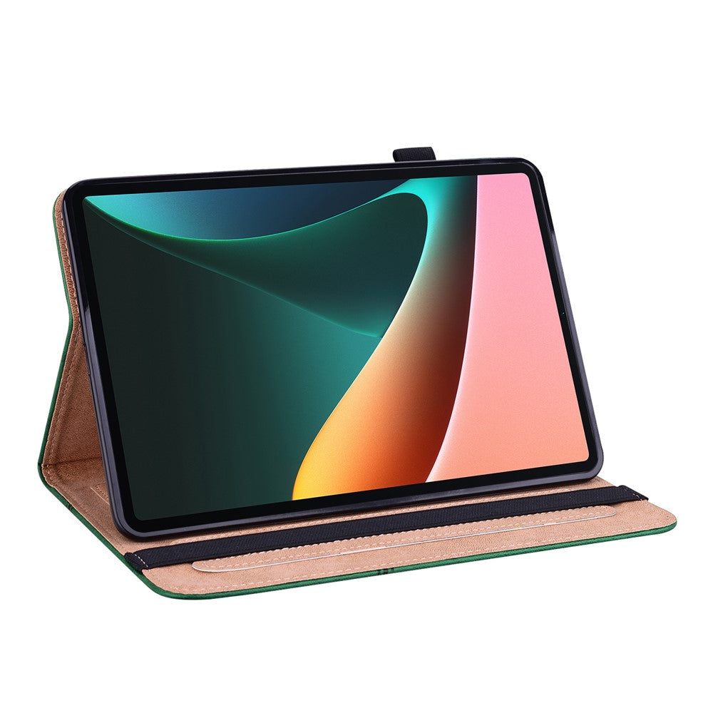 For Lenovo Tab M11 / Xiaoxin Pad 11 2024 Case PU Leather Card Holder Protective Stand Cover - Green