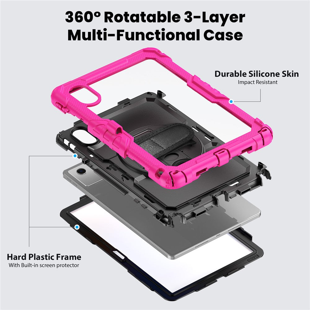 For Lenovo Xiaoxin Pad 11 2025 / 2024 / Idea Tab / K11 Gen 2 / M11 / K11 LTE (2024) Case PC+Silicone Tablet Cover - Black+Rose