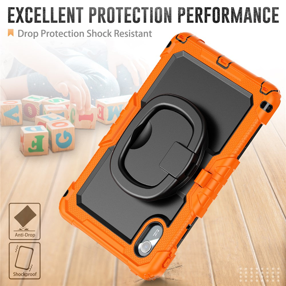 For Lenovo Xiaoxin Pad 11 2025 / 2024 / Idea Tab / K11 Gen 2 / M11 / K11 LTE (2024) Case Kickstand PC+Silicone Tablet Cover with Strap - Orange
