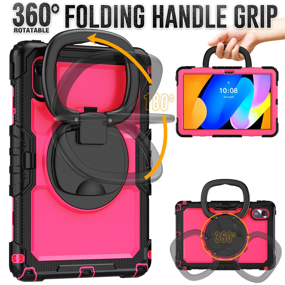 For Lenovo Xiaoxin Pad 11 2025 / 2024 / Idea Tab / K11 Gen 2 / M11 / K11 LTE (2024) Case Kickstand PC+Silicone Tablet Cover with Strap - Rose / Black