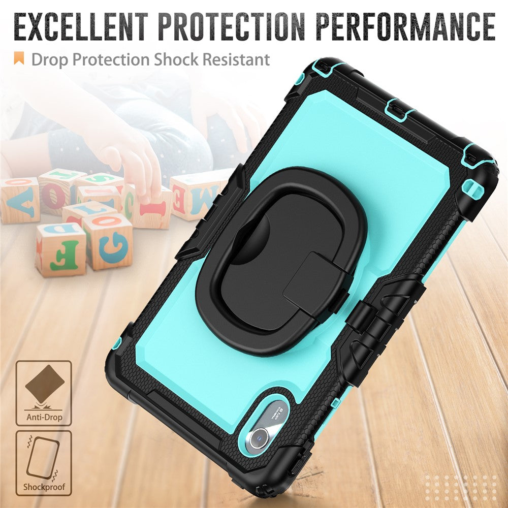 For Lenovo Xiaoxin Pad 11 2025  / 2024 / Idea Tab / K11 Gen 2 / M11 / K11 LTE (2024) Case Kickstand PC+Silicone Tablet Cover with Strap - Baby Blue / black