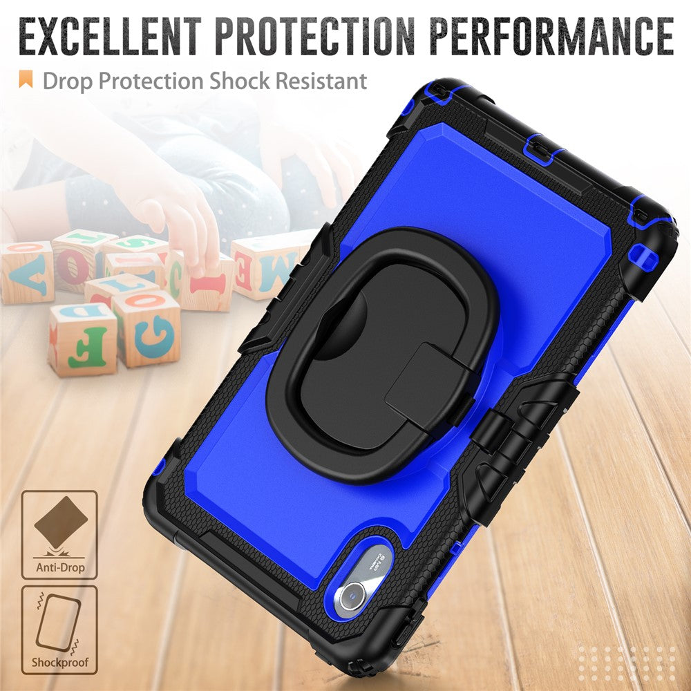For Lenovo Xiaoxin Pad 11 2025  / 2024 / Idea Tab / K11 Gen 2 / M11 / K11 LTE (2024) Case Kickstand PC+Silicone Tablet Cover with Strap - Dark Blue / Black