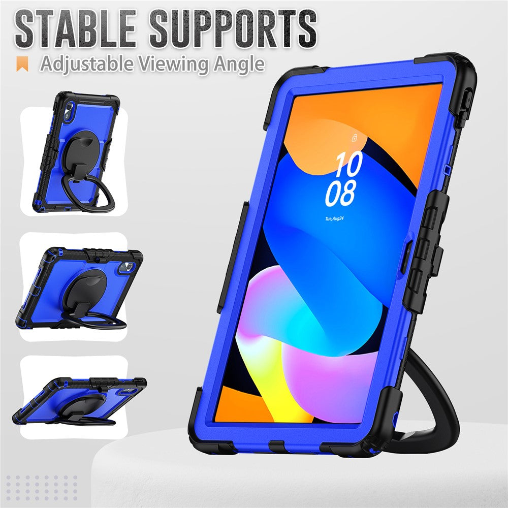 For Lenovo Xiaoxin Pad 11 2025  / 2024 / Idea Tab / K11 Gen 2 / M11 / K11 LTE (2024) Case Kickstand PC+Silicone Tablet Cover with Strap - Dark Blue / Black