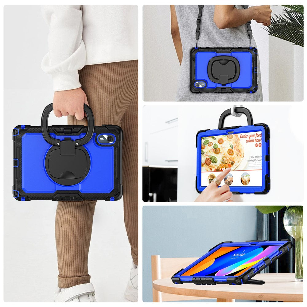 For Lenovo Xiaoxin Pad 11 2025  / 2024 / Idea Tab / K11 Gen 2 / M11 / K11 LTE (2024) Case Kickstand PC+Silicone Tablet Cover with Strap - Dark Blue / Black