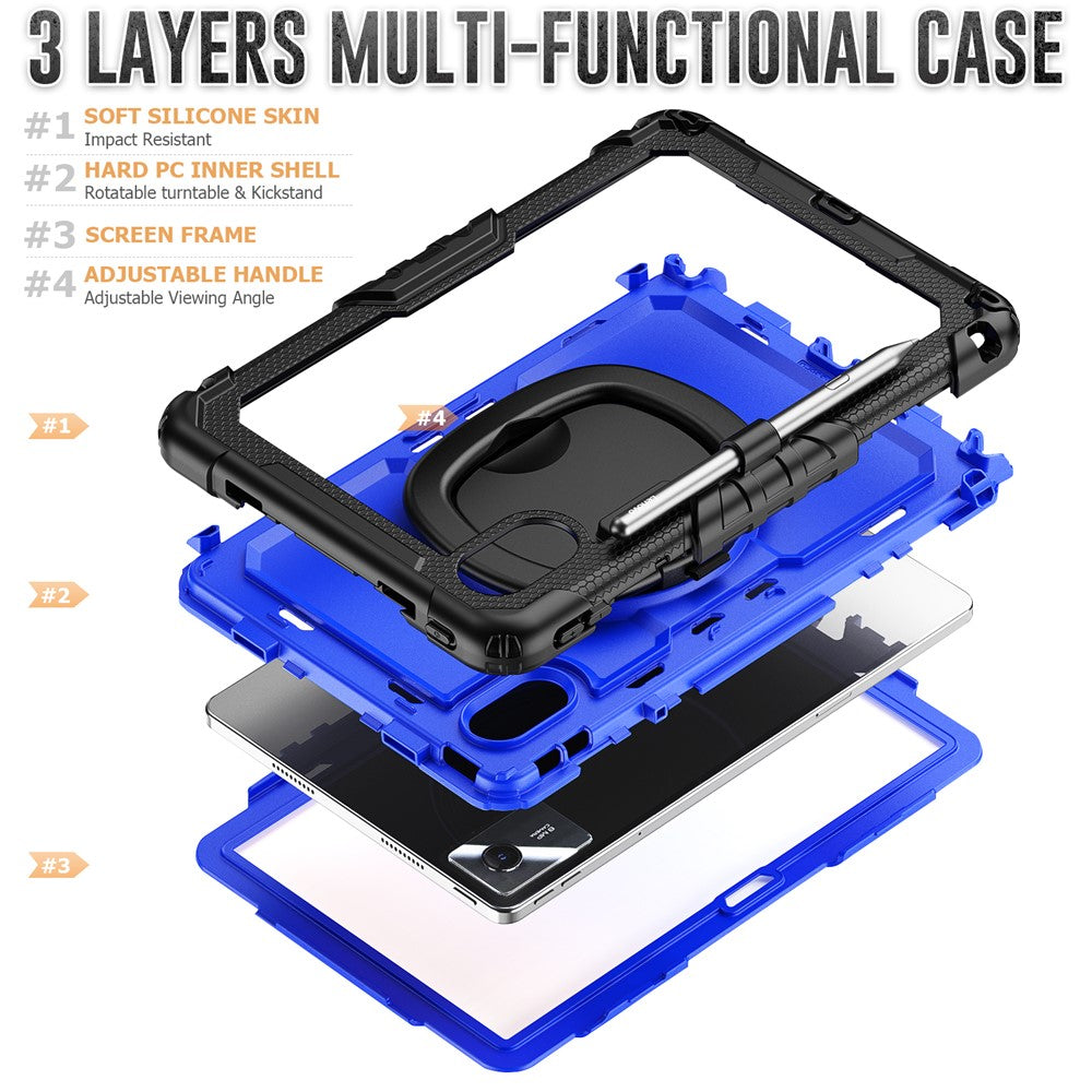 For Lenovo Xiaoxin Pad 11 2025  / 2024 / Idea Tab / K11 Gen 2 / M11 / K11 LTE (2024) Case Kickstand PC+Silicone Tablet Cover with Strap - Dark Blue / Black