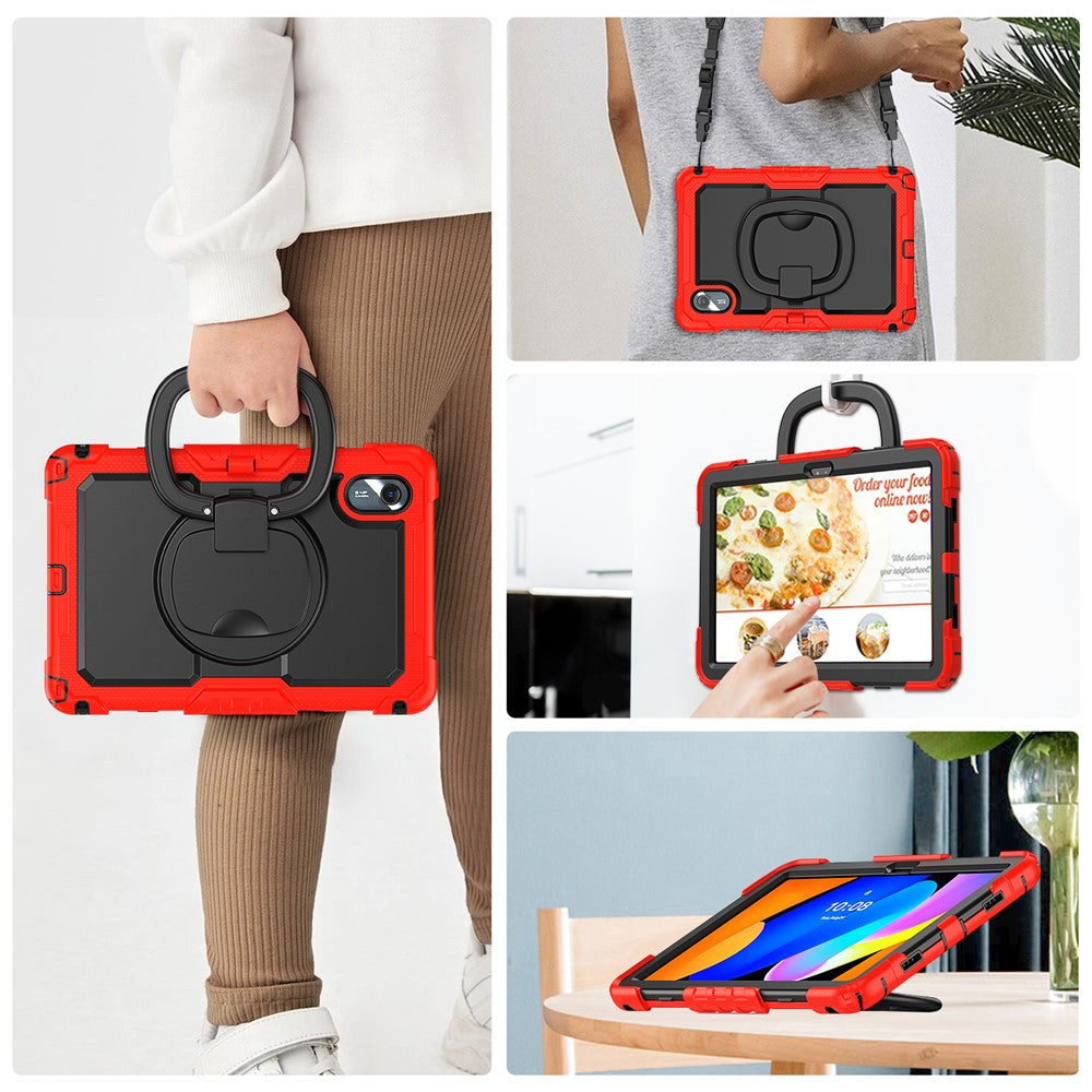 For Lenovo Xiaoxin Pad 11 2025 / 2024 / Idea Tab / K11 Gen 2 / M11 / K11 LTE (2024) Case Kickstand PC+Silicone Tablet Cover with Strap - Red