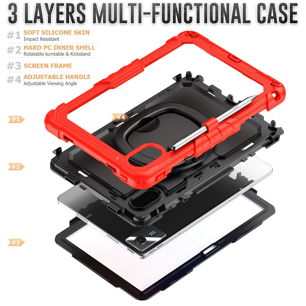 For Lenovo Xiaoxin Pad 11 2025 / 2024 / Idea Tab / K11 Gen 2 / M11 / K11 LTE (2024) Case Kickstand PC+Silicone Tablet Cover with Strap - Red
