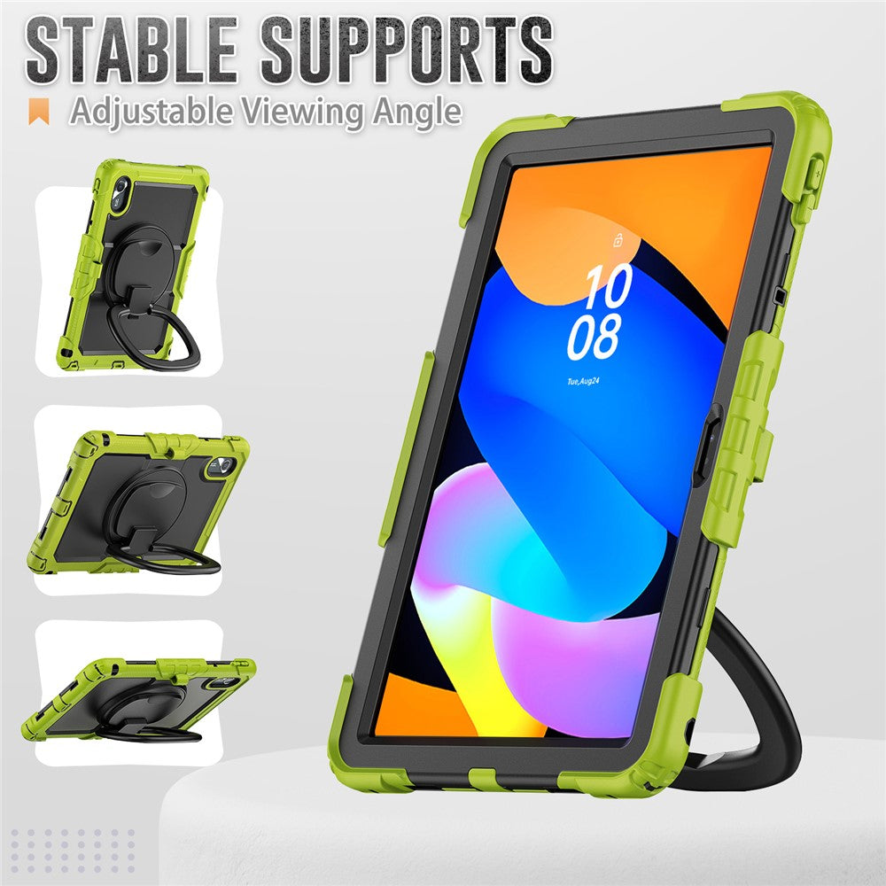 For Lenovo Xiaoxin Pad 11 2025 / 2024 / Idea Tab / K11 Gen 2 / M11 / K11 LTE (2024) Case Kickstand PC+Silicone Tablet Cover with Strap - Yellowgreen
