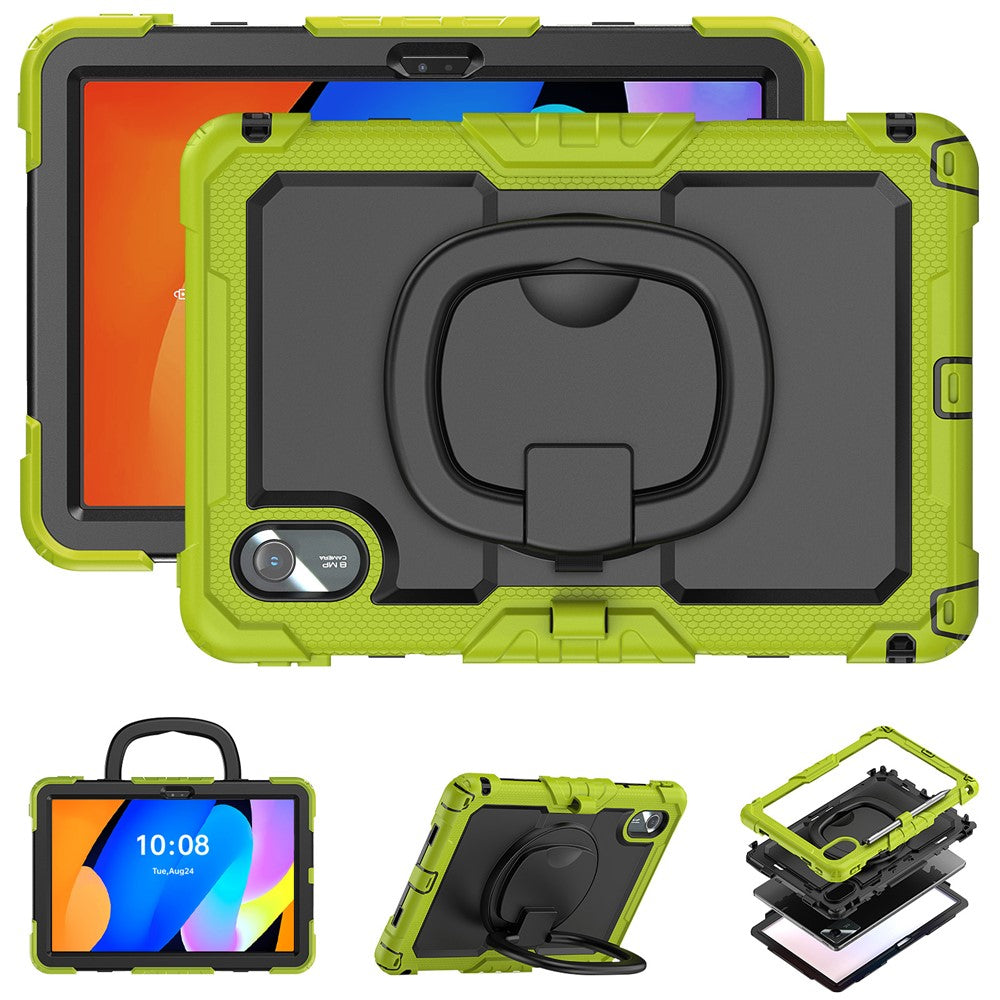 For Lenovo Xiaoxin Pad 11 2025 / 2024 / Idea Tab / K11 Gen 2 / M11 / K11 LTE (2024) Case Kickstand PC+Silicone Tablet Cover with Strap - Yellowgreen