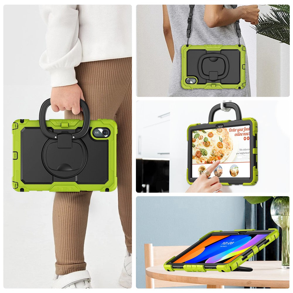 For Lenovo Xiaoxin Pad 11 2025 / 2024 / Idea Tab / K11 Gen 2 / M11 / K11 LTE (2024) Case Kickstand PC+Silicone Tablet Cover with Strap - Yellowgreen