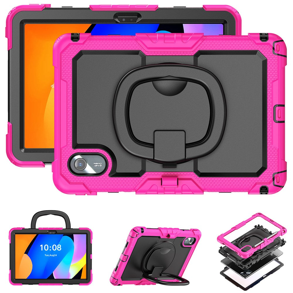For Lenovo Xiaoxin Pad 11 2025 / 2024 / Idea Tab / K11 Gen 2 / M11 / K11 LTE (2024) Case Kickstand PC+Silicone Tablet Cover with Strap - Rose