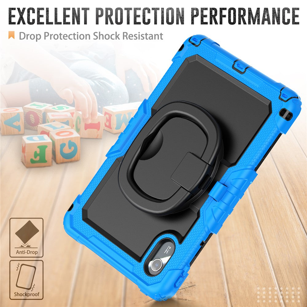For Lenovo Xiaoxin Pad 11 2025 / 2024 / Idea Tab / K11 Gen 2 / M11 / K11 LTE (2024) Case Kickstand PC+Silicone Tablet Cover with Strap - Baby Blue