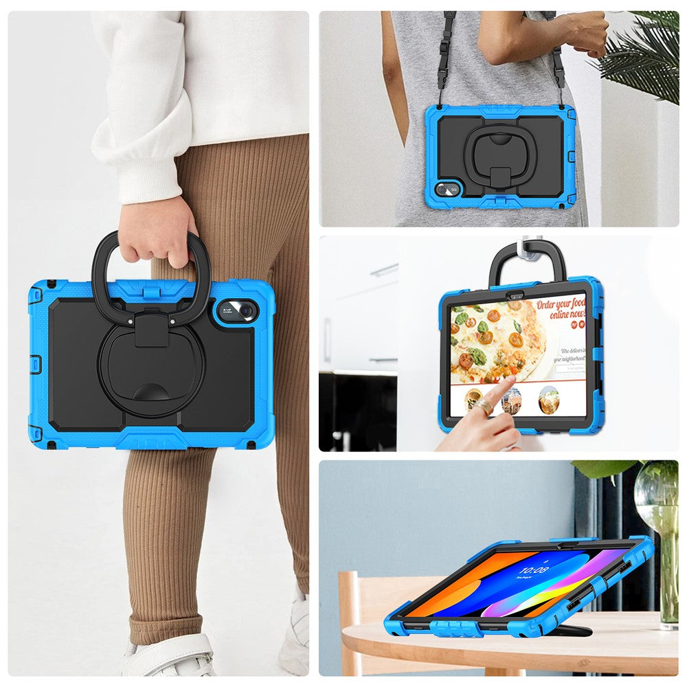 For Lenovo Xiaoxin Pad 11 2025 / 2024 / Idea Tab / K11 Gen 2 / M11 / K11 LTE (2024) Case Kickstand PC+Silicone Tablet Cover with Strap - Baby Blue