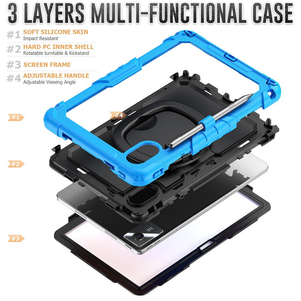 For Lenovo Xiaoxin Pad 11 2025 / 2024 / Idea Tab / K11 Gen 2 / M11 / K11 LTE (2024) Case Kickstand PC+Silicone Tablet Cover with Strap - Baby Blue