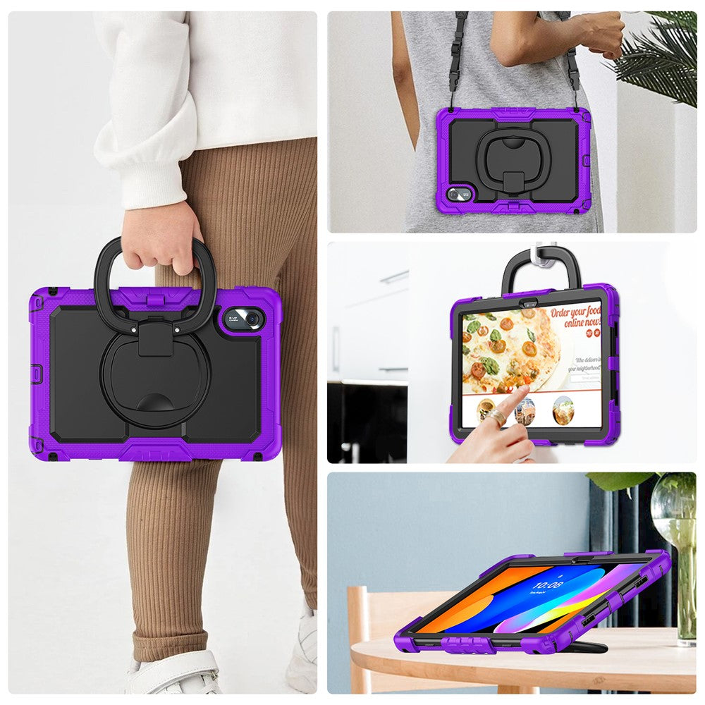 For Lenovo Xiaoxin Pad 11 2025 / 2024 / Idea Tab / K11 Gen 2 / M11 / K11 LTE (2024) Case Kickstand PC+Silicone Tablet Cover with Strap - Purple