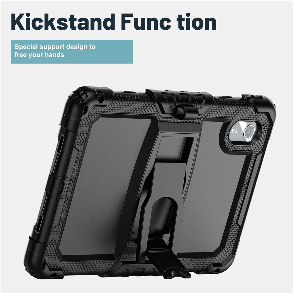 For Lenovo Xiaoxin Pad 11 2025 / 2024 / Idea Tab / K11 Gen 2 / M11 / K11 LTE (2024) Case PC+Silicone Kickstand Tablet Cover with Strap - Black