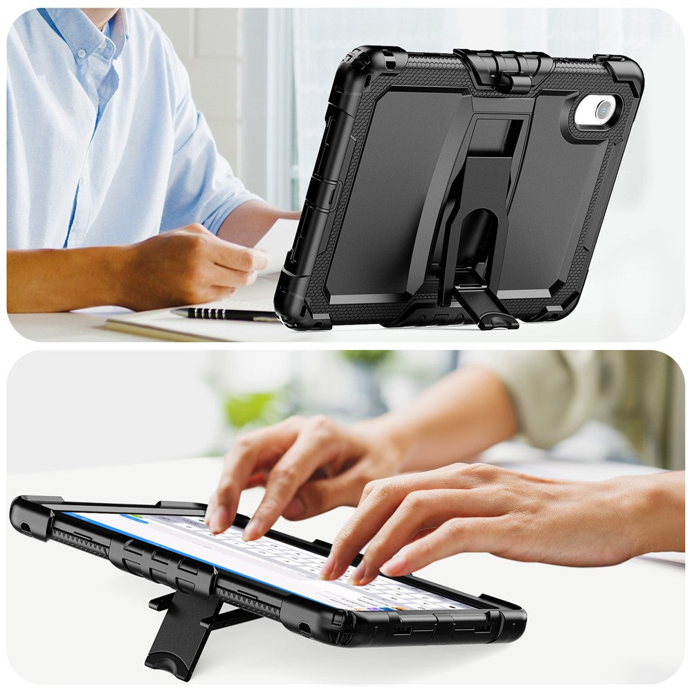 For Lenovo Xiaoxin Pad 11 2025 / 2024 / Idea Tab / K11 Gen 2 / M11 / K11 LTE (2024) Case PC+Silicone Kickstand Tablet Cover with Strap - Black