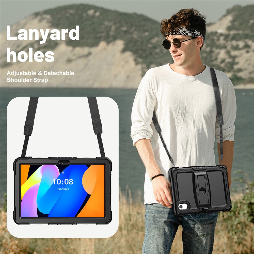 For Lenovo Xiaoxin Pad 11 2025 / 2024 / Idea Tab / K11 Gen 2 / M11 / K11 LTE (2024) Case PC+Silicone Kickstand Tablet Cover with Strap - Black