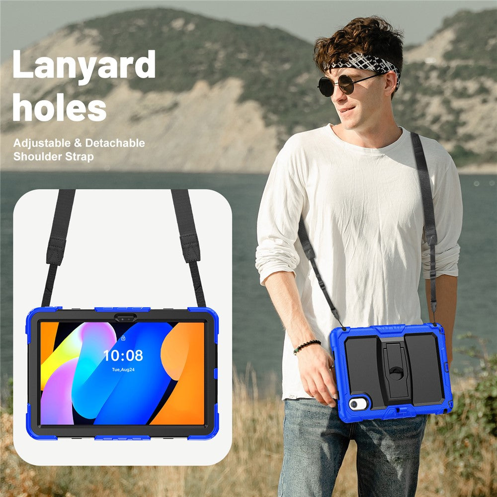 For Lenovo Xiaoxin Pad 11 2025 / 2024 / Idea Tab / K11 Gen 2 / M11 / K11 LTE (2024) Case PC+Silicone Kickstand Tablet Cover with Strap - Dark Blue