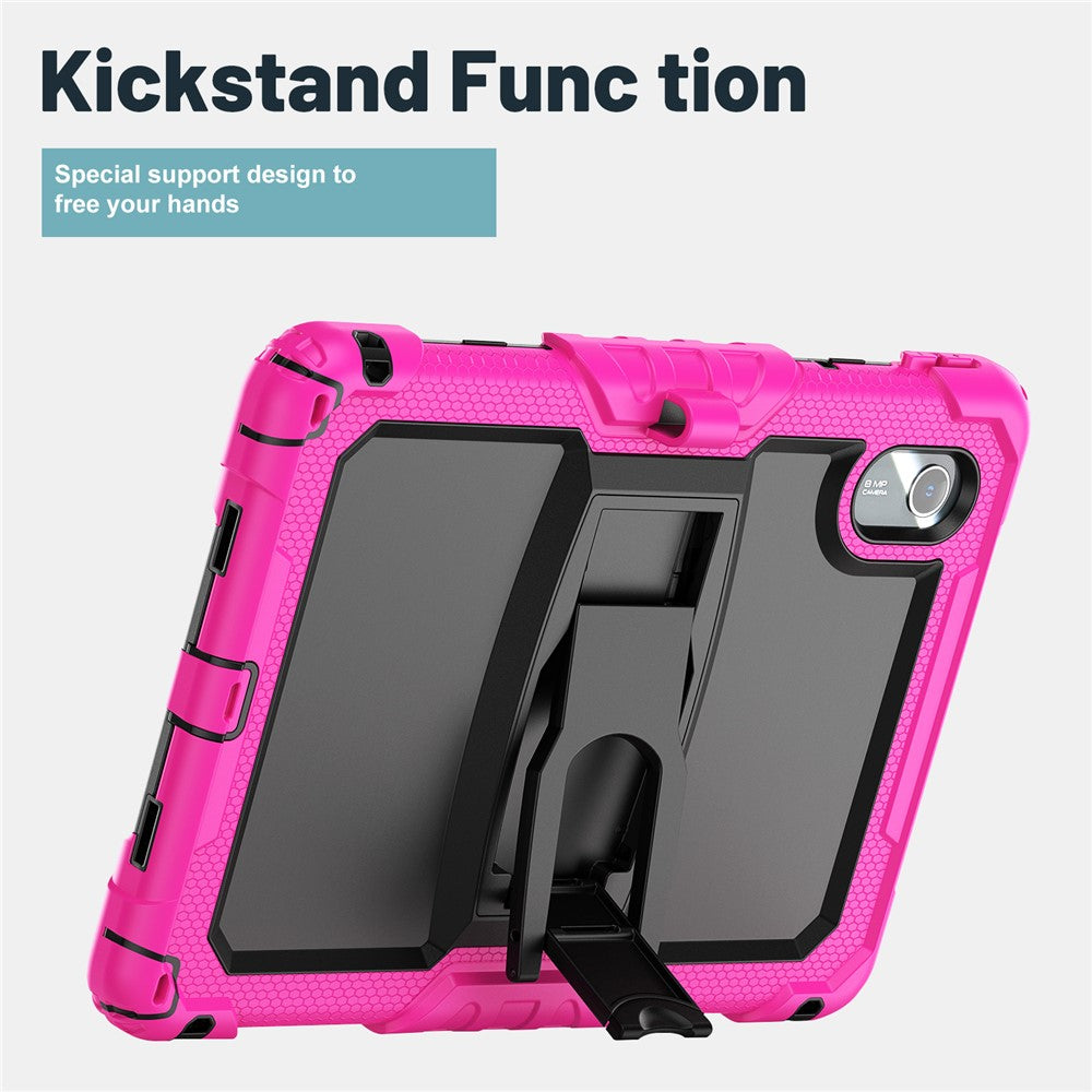 For Lenovo Xiaoxin Pad 11 2025 / 2024 / Idea Tab / K11 Gen 2 / M11 / K11 LTE (2024) Case PC+Silicone Kickstand Tablet Cover with Strap - Rose