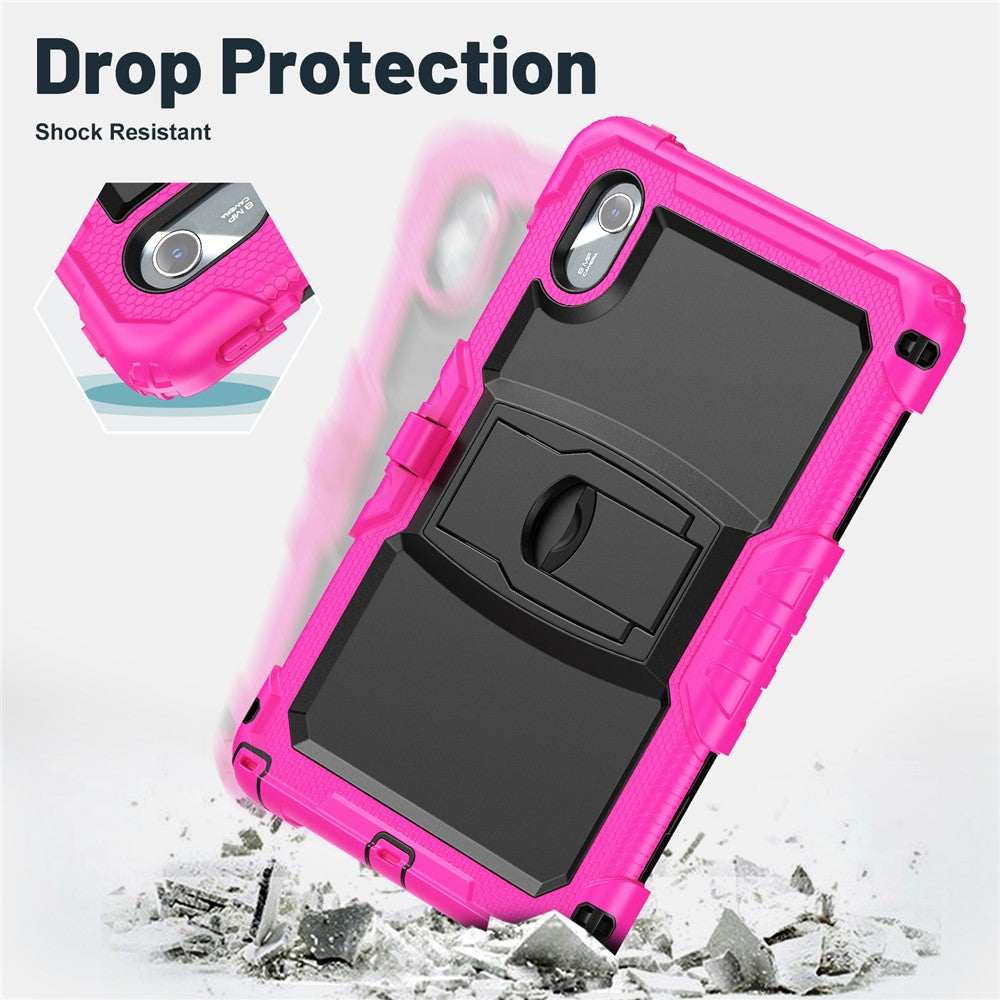 For Lenovo Xiaoxin Pad 11 2025 / 2024 / Idea Tab / K11 Gen 2 / M11 / K11 LTE (2024) Case PC+Silicone Kickstand Tablet Cover with Strap - Rose