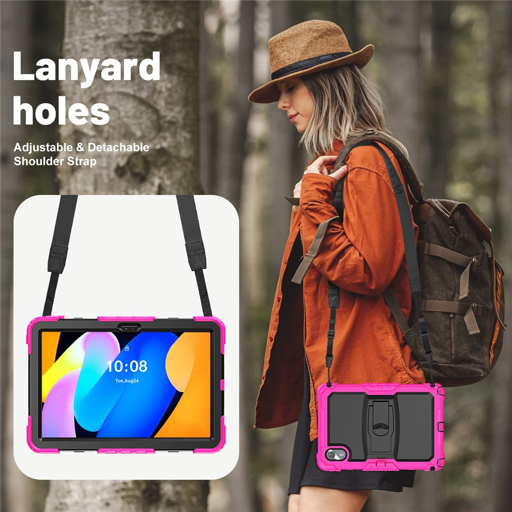 For Lenovo Xiaoxin Pad 11 2025 / 2024 / Idea Tab / K11 Gen 2 / M11 / K11 LTE (2024) Case PC+Silicone Kickstand Tablet Cover with Strap - Rose