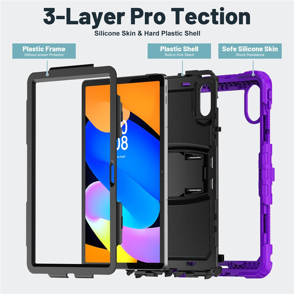For Lenovo Xiaoxin Pad 11 2025 / 2024 / Idea Tab / K11 Gen 2 / M11 / K11 LTE (2024) Case PC+Silicone Kickstand Tablet Cover with Strap - Purple