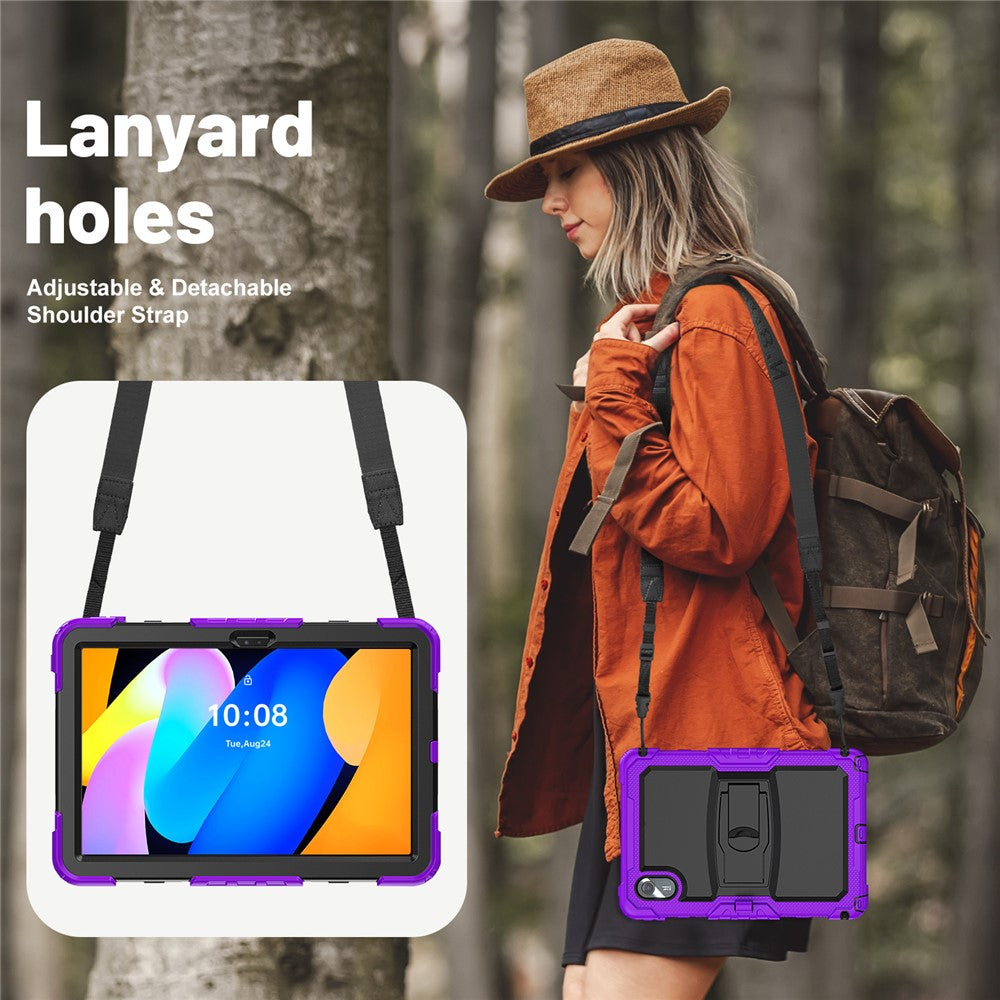 For Lenovo Xiaoxin Pad 11 2025 / 2024 / Idea Tab / K11 Gen 2 / M11 / K11 LTE (2024) Case PC+Silicone Kickstand Tablet Cover with Strap - Purple