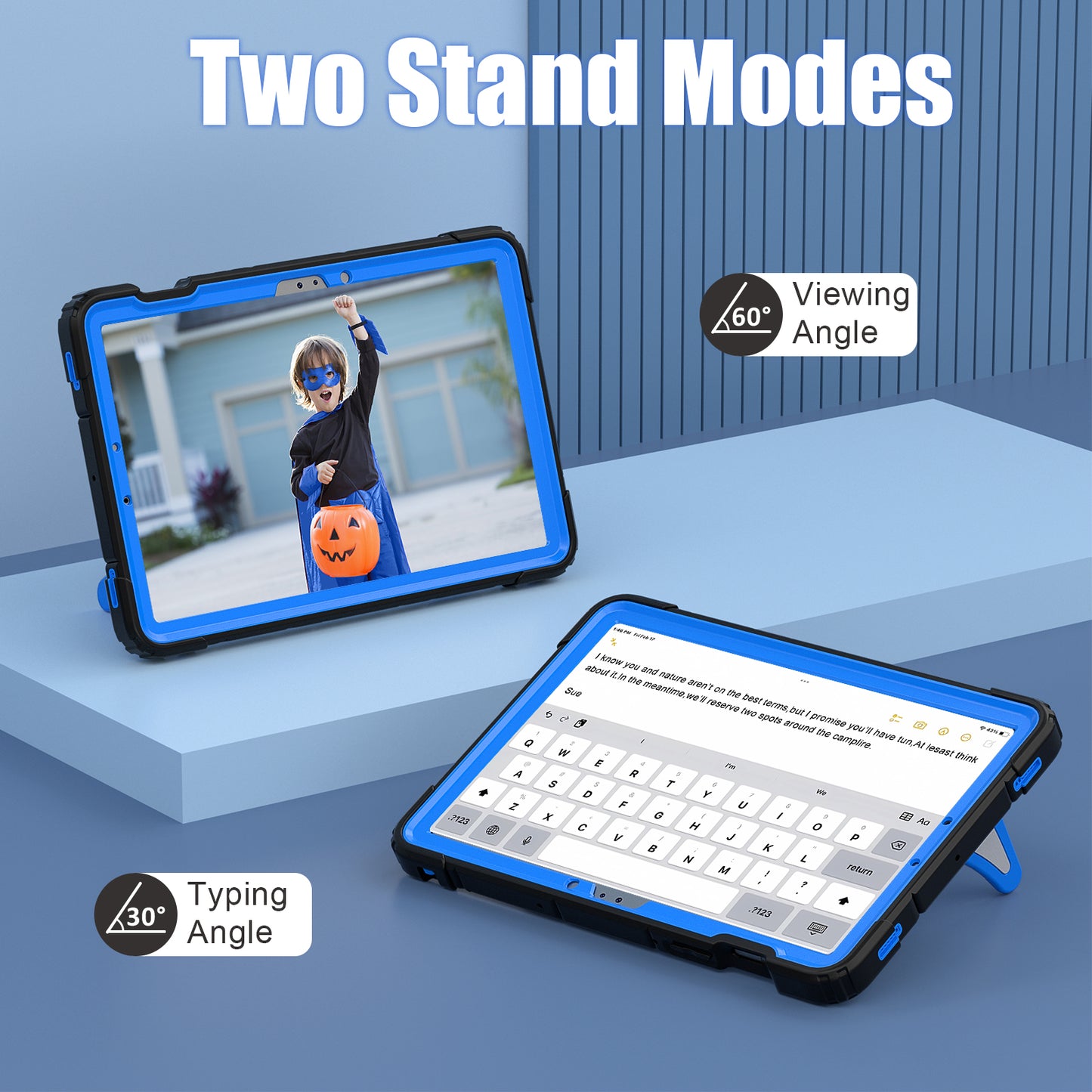 For Samsung Galaxy Tab S7 / S8 / S9 SM-X710 / S9 FE Case Spider Web Silicone+PC Rugged Protective Cover - Black+Blue