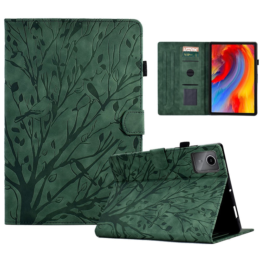 A7 For Lenovo Tab M11 / Xiaoxin Pad 11 2024 Case Solid Color Auto Wake / Sleep Tablet Stand Cover - Green