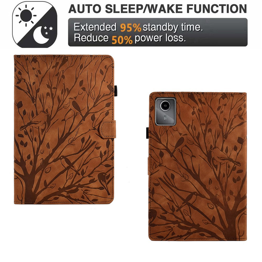 A7 For Lenovo Tab M11 / Xiaoxin Pad 11 2024 Case Solid Color Auto Wake / Sleep Tablet Stand Cover - Brown