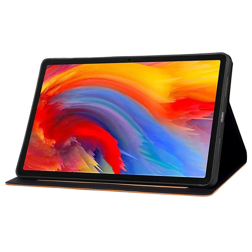 A4 For Lenovo Tab M11 / Xiaoxin Pad 11 2024 Case Card Holder Cowhide Texture Leather Tablet Cover - Khaki