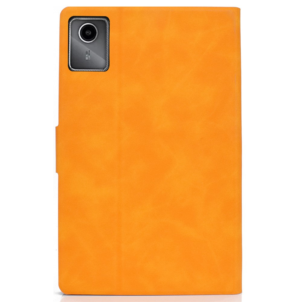 A4 For Lenovo Tab M11 / Xiaoxin Pad 11 2024 Case Card Holder Cowhide Texture Leather Tablet Cover - Khaki