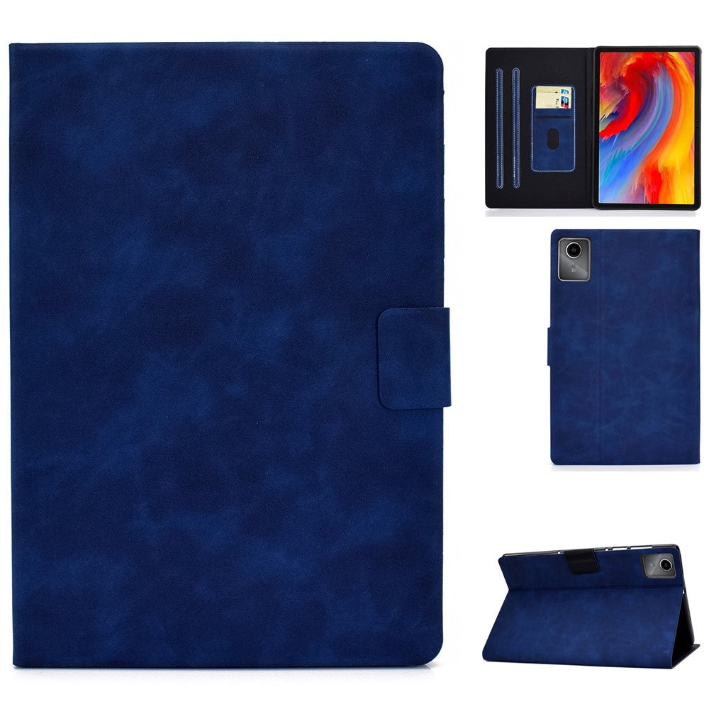 A4 For Lenovo Tab M11 / Xiaoxin Pad 11 2024 Case Card Holder Cowhide Texture Leather Tablet Cover - Blue