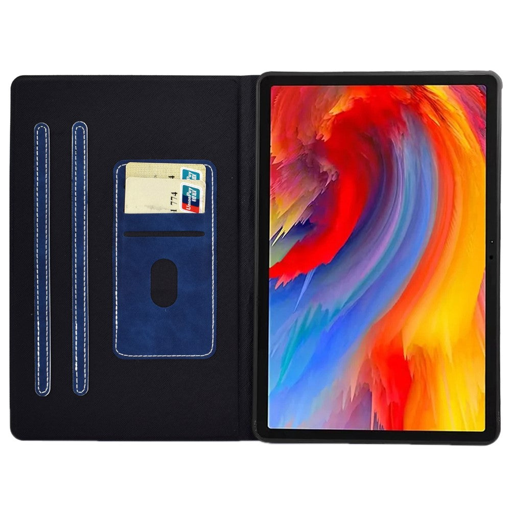 A4 For Lenovo Tab M11 / Xiaoxin Pad 11 2024 Case Card Holder Cowhide Texture Leather Tablet Cover - Blue
