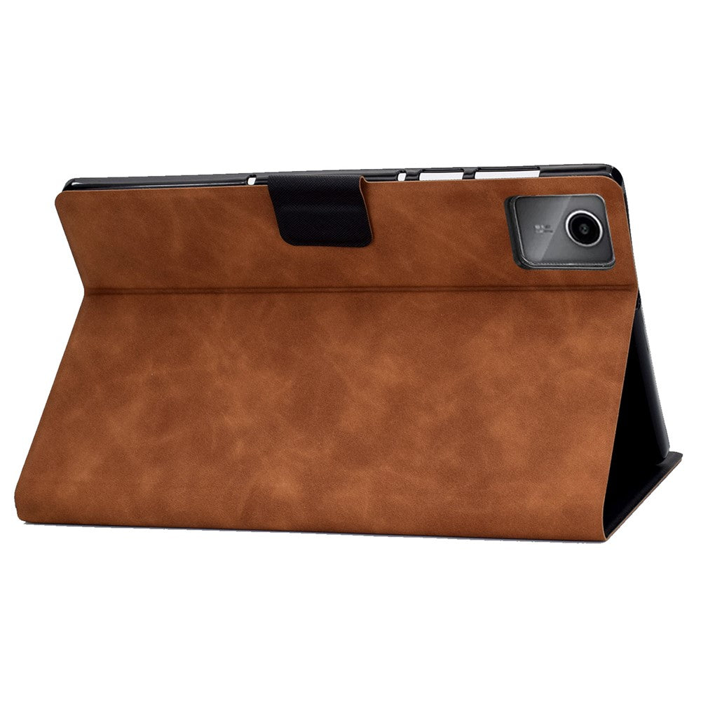 A4 For Lenovo Tab M11 / Xiaoxin Pad 11 2024 Case Card Holder Cowhide Texture Leather Tablet Cover - Brown
