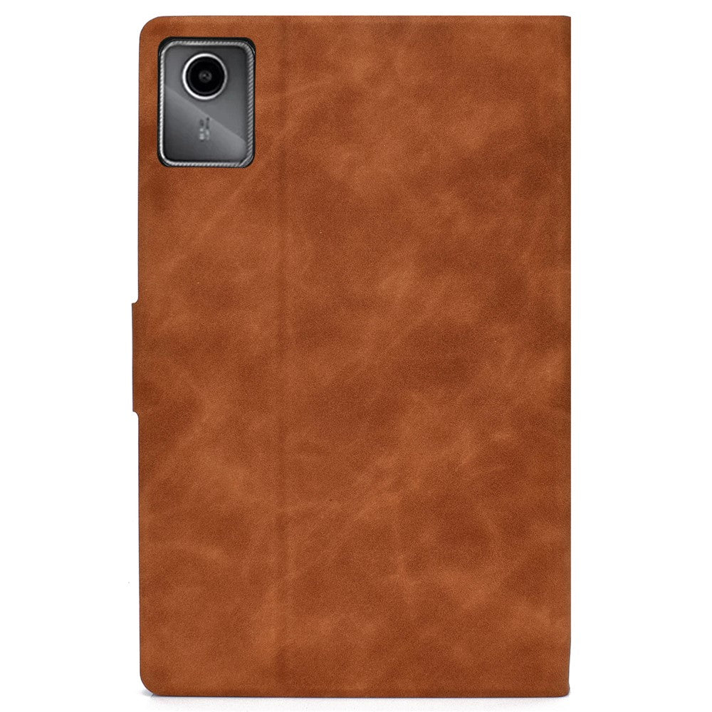 A4 For Lenovo Tab M11 / Xiaoxin Pad 11 2024 Case Card Holder Cowhide Texture Leather Tablet Cover - Brown